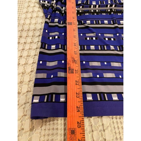 Calvin Klein Womans Blouse Size Large Sleeveless Royal Blue & Black Stylish Cool - Picture 6 of 6